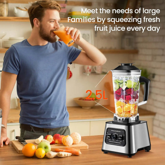 6000W Powerful Electric Blender Mixer Juicer Smoothie Maker Table Blenders 2.5L Container Food Processor Ice Fruit Blender Mixer - MyLootWare
