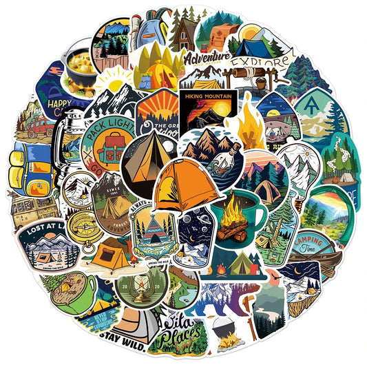 10/30/50pcs Outdoor Adventure Travel Camping Climbing Stickers DIY Car Laptop Guitar Luggage Phone Bike Graffiti Sticker Kid Toy - MyLootWare