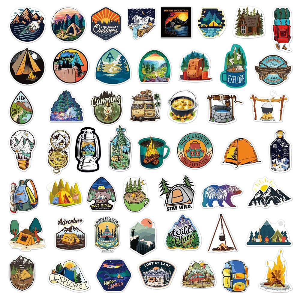 10/30/50pcs Outdoor Adventure Travel Camping Climbing Stickers DIY Car Laptop Guitar Luggage Phone Bike Graffiti Sticker Kid Toy - MyLootWare