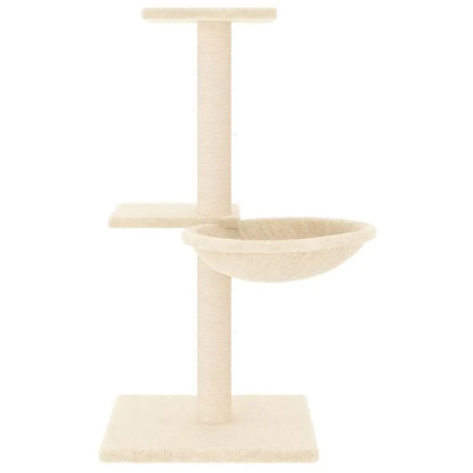 W2B VidaXL Cream Engineered Wood Cat Tree Tower