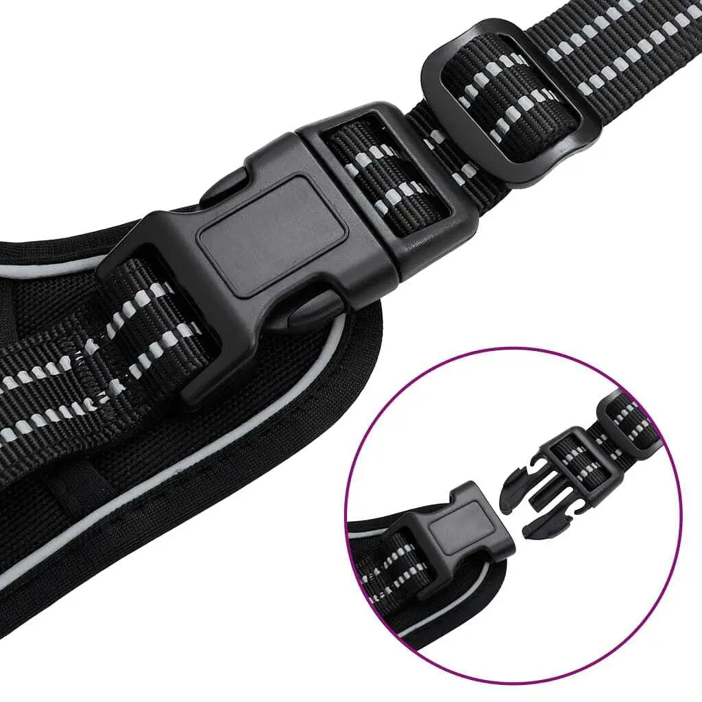 W2B VidaXL Adjustable Dog Harness Black Polyester