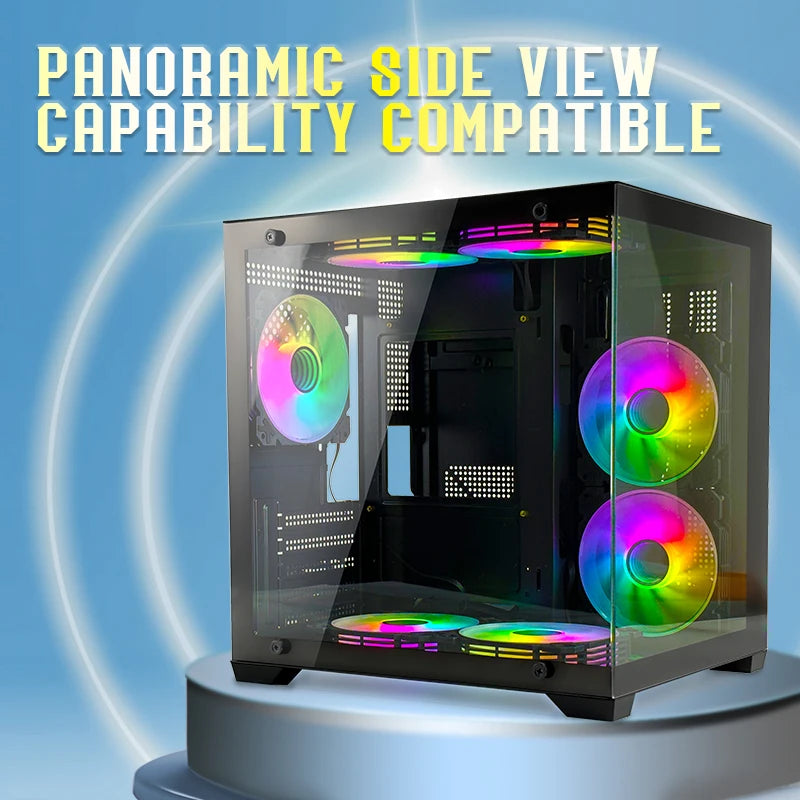 MANMU Gaming Computer Cases & Towers case pc Gaming White Micro ATX pc Gaming System Unit Case