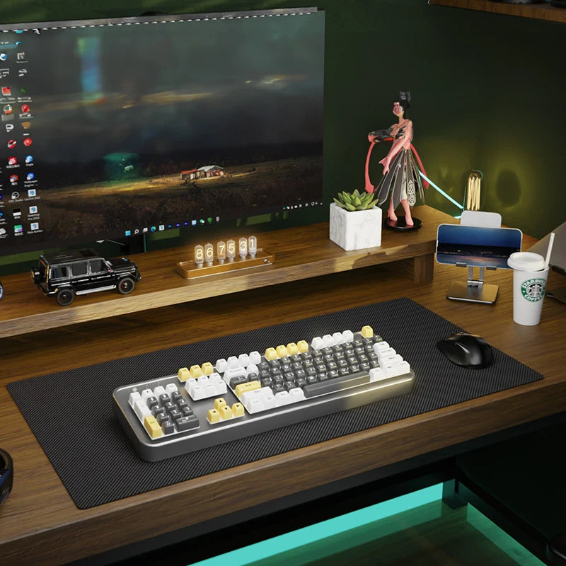Carbon Fiber Texture Leather Mouse Pad Gaming Desk Mat Design Waterproof Large Mousepad for Keyboard and Computer Desk