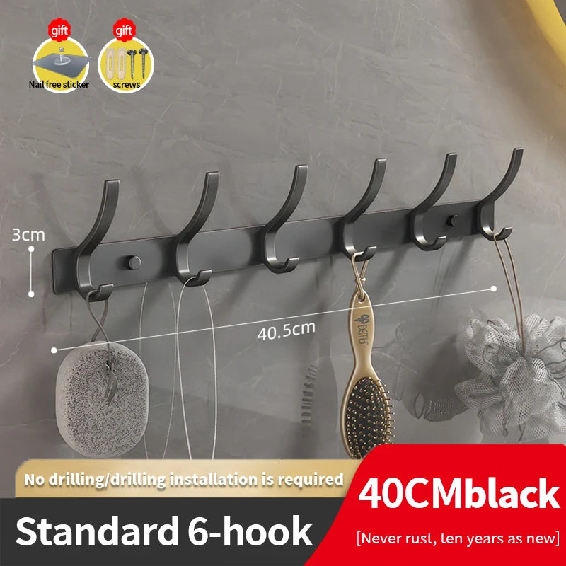 YUNJIEYA Black/White/Gun Grey Door hooks Clothes Hanger Storage Bedroom Clothes Hook Wall Hanging Kitchen Bathroom Accessories