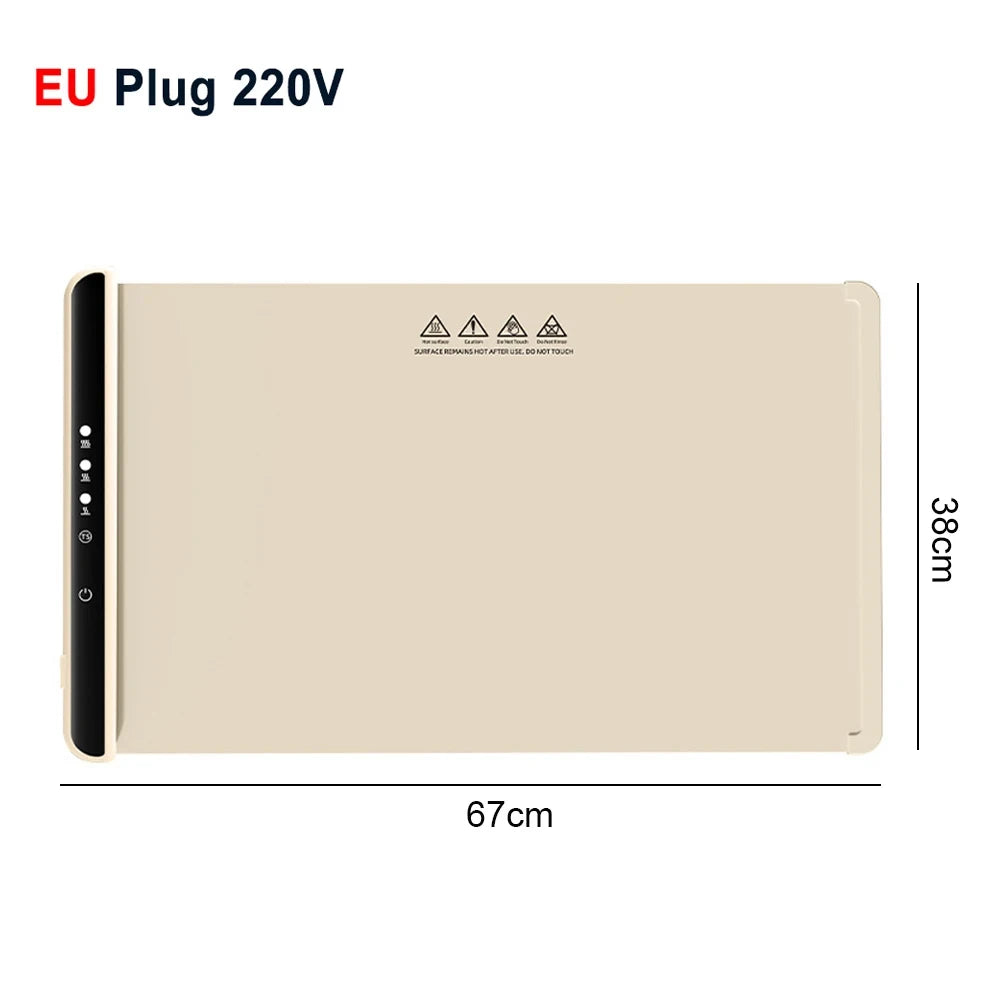 Electric Warming Tray Foldable Food Warmer Mat with 3 Tem Setting Fast Full Surface Heating Portable Electric Food Warming Tray