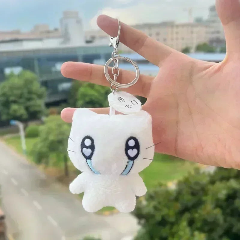 Cute Headphones Kitten Couple Keychain Mini Crying