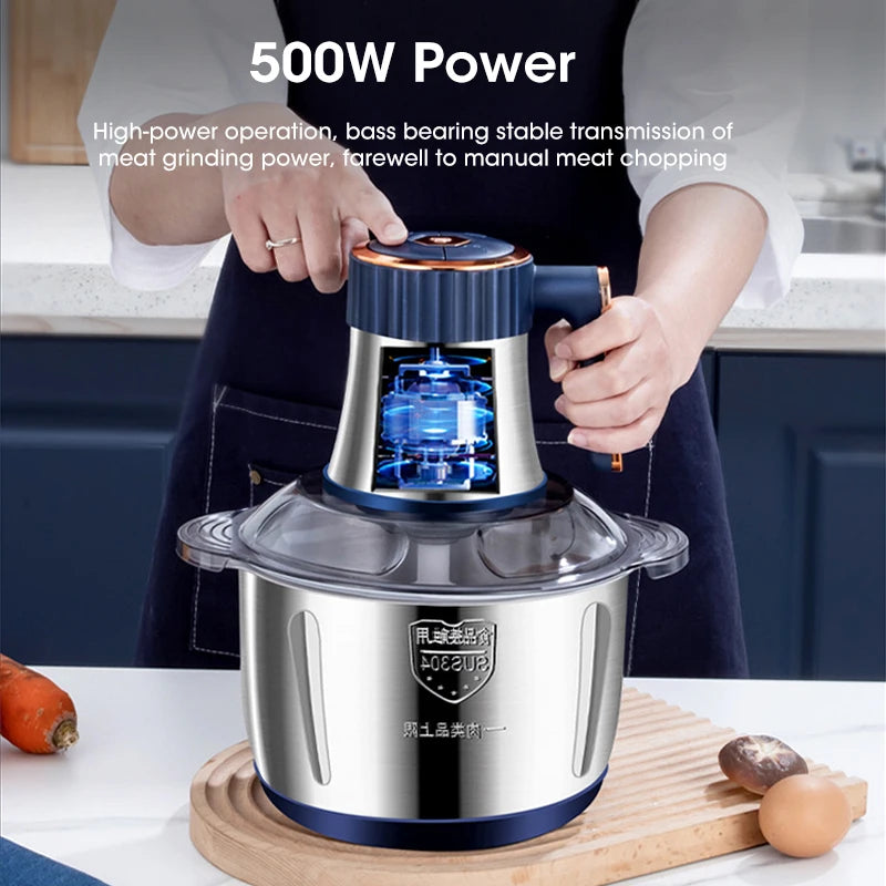 5L Electric Meat Grinders 304 Stainless Steel Food Crusher Multifunctional Vegetable Slicer Chopper Mincer Baby Food Processor - MyLootWare