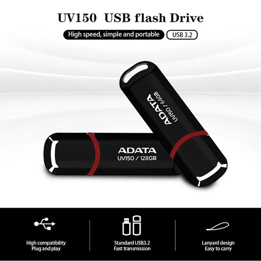 ADATA USB Flash Drives Pendrive UV150 USB 3.2 Pen Drive 32GB 64GB 128GB 256GB CLE USB Flash Disk Mini Key Memory Stick 3.0 - MyLootWare