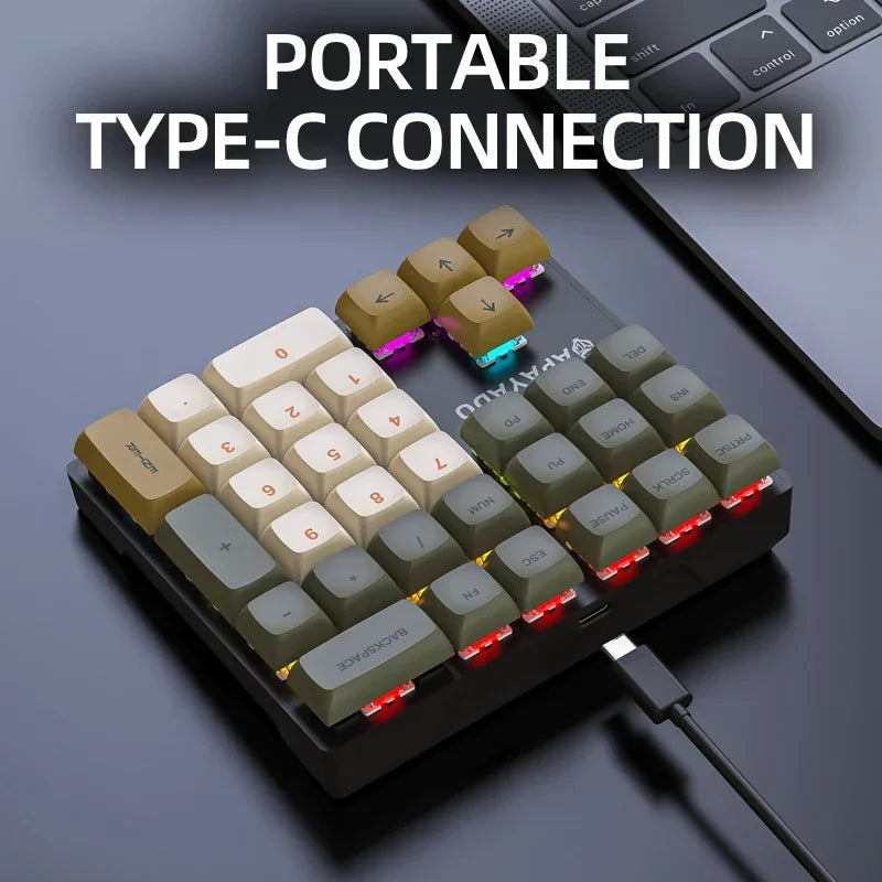 33 Key Wired Mechanical Numeric Keypad with Multi-color Lights Suitable for Finance, Business, Laptop Numeric Keyboard