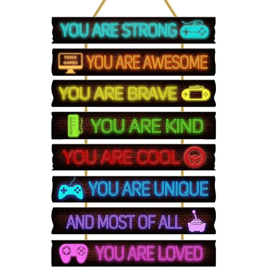 Gaming Room Decor for Boys - Wooden Wall Art,