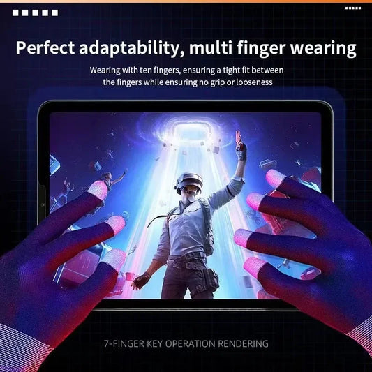 1 Pair NEW E-Sports Mobile PUBG Game Finger Gloves Silver Fiber Anti Slip Ultrathin Sweat Resistance Breathable Gaming Fingertip - MyLootWare