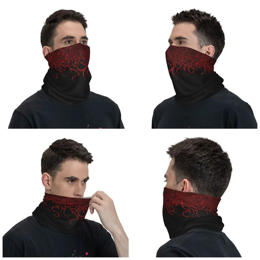 Red Tentacles On Black Bandana Neck Gaiter