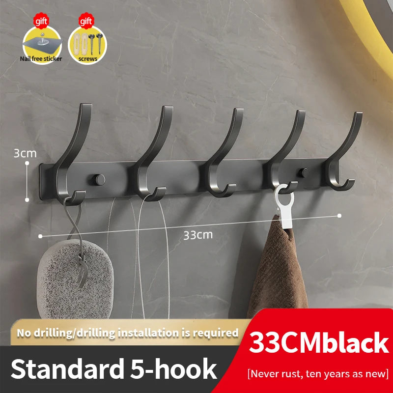 YUNJIEYA Black/White/Gun Grey Door hooks Clothes Hanger Storage Bedroom Clothes Hook Wall Hanging Kitchen Bathroom Accessories