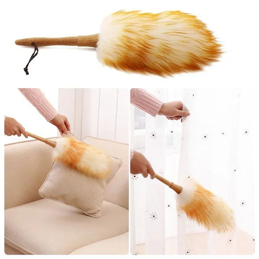 Anti-static yellow and grey wool duster brush,A good helper for home cleaning - MyLootWare