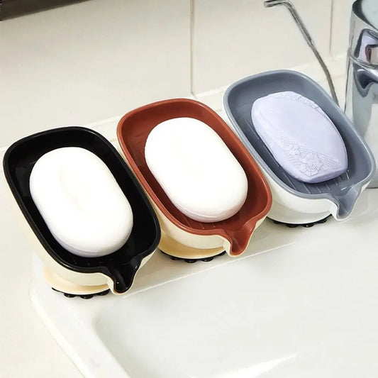Durable Plastic Suction Cup Soap Dish With Drain