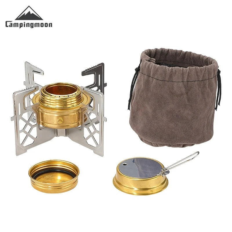 CAMPINGMOON AS-1 Alcohol Stove Outdoor Small Picnic Equipment Brass Stove Liquid Alcohol Stove Head Portable Stove - MyLootWare