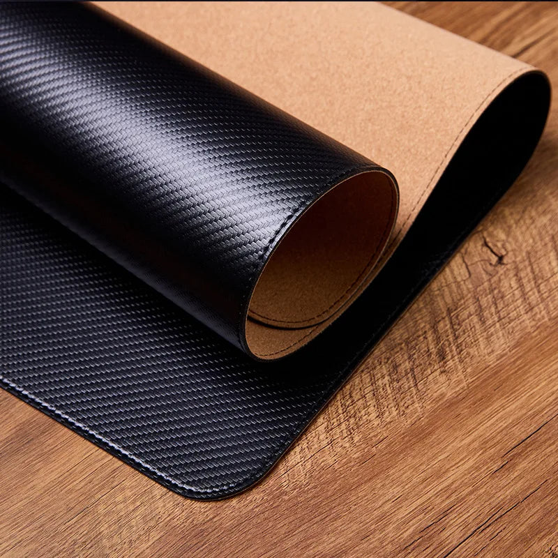 Carbon Fiber Texture Leather Mouse Pad Gaming Desk Mat Design Waterproof Large Mousepad for Keyboard and Computer Desk
