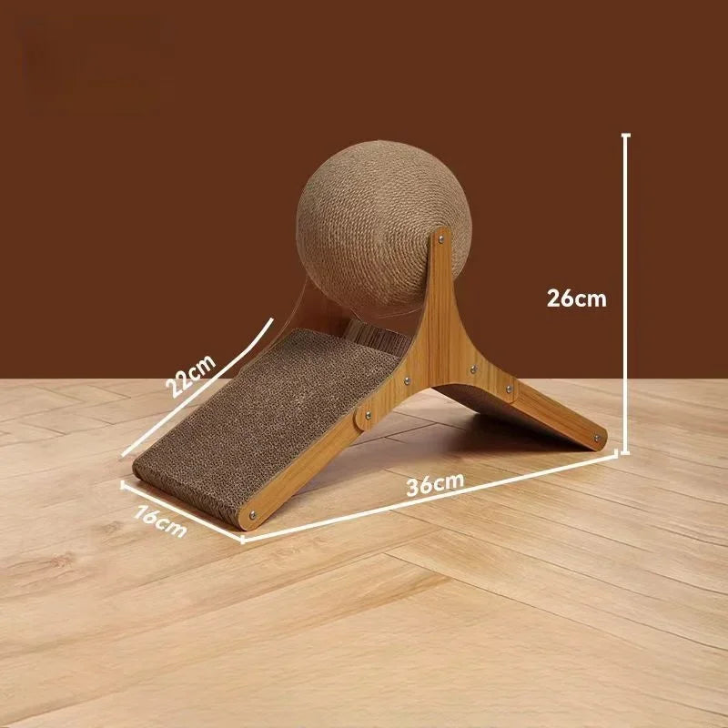 Wooden Cat Scratching Ball 2 In 1 Cat Scratcher