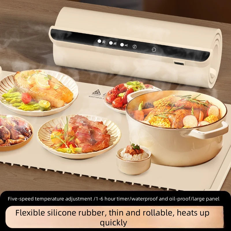 Electric Warming Tray Foldable Food Warmer Mat with 3 Tem Setting Fast Full Surface Heating Portable Electric Food Warming Tray