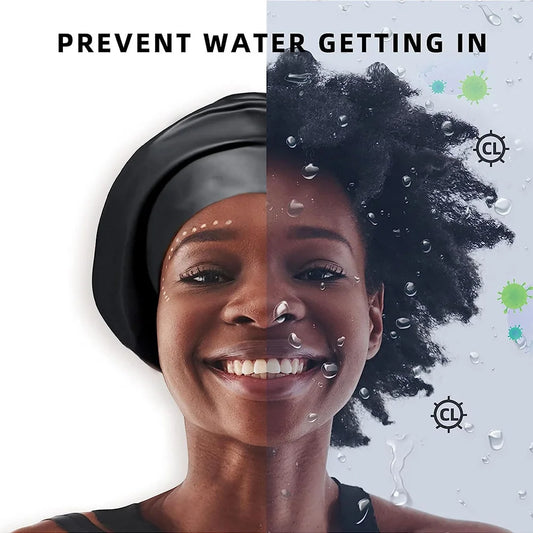 Extra large silicone swimming cap with long hair