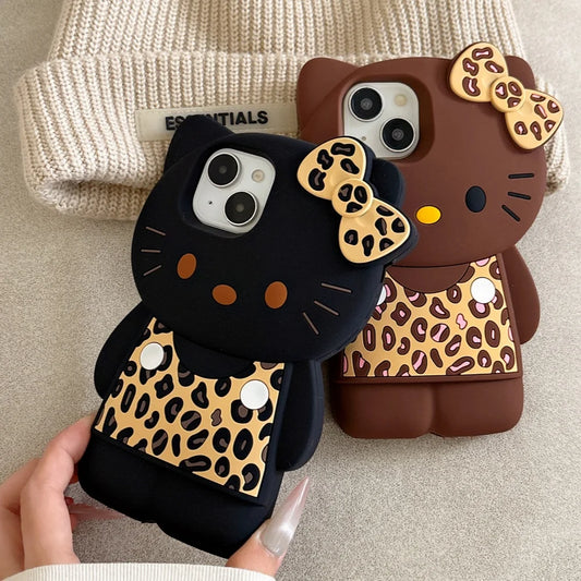 3D Hello Kitty Leopard Bow iPhone Silicone Case - MyLootWare