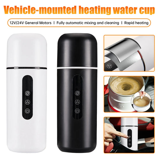 420ml Portable Car Heating Cup Electric Kettle 304 LED Smart Temperature Control Warmer Stirring Cup Heating Bottle Mixing Cup - MyLootWare