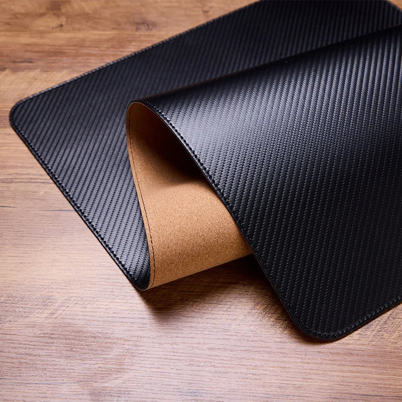 Carbon Fiber Texture Leather Mouse Pad Gaming Desk Mat Design Waterproof Large Mousepad for Keyboard and Computer Desk