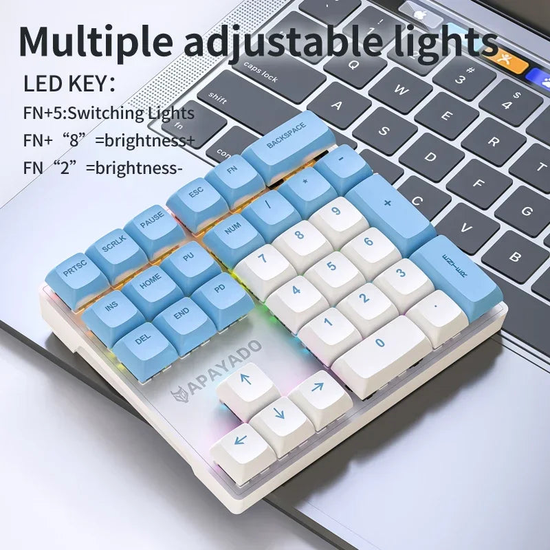 33 Key Wired Mechanical Numeric Keypad with Multi-color Lights Suitable for Finance, Business, Laptop Numeric Keyboard
