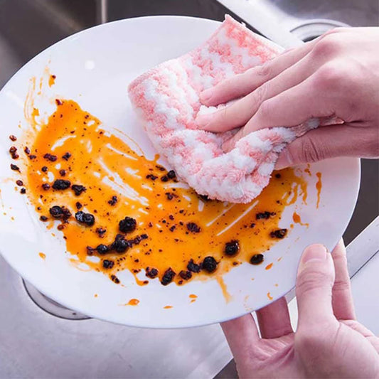 5pcs/10pcs Kitchen Dishwashing Cloth Superfine Fiber Water Absorbent Cleaning Cloth Multipurpose Household Cleaning Tools - MyLootWare