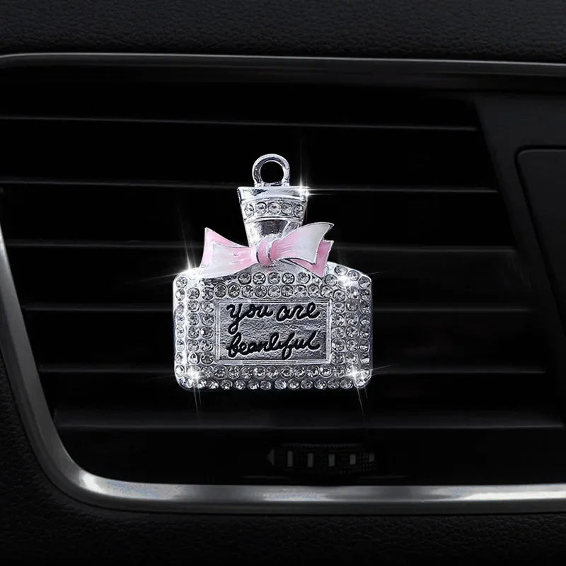 Car Air Freshener Auto Outlet Perfume Clip Bling Car Accessories Diamond Bowknot Scent Bottle Car Accessories Interior Woman