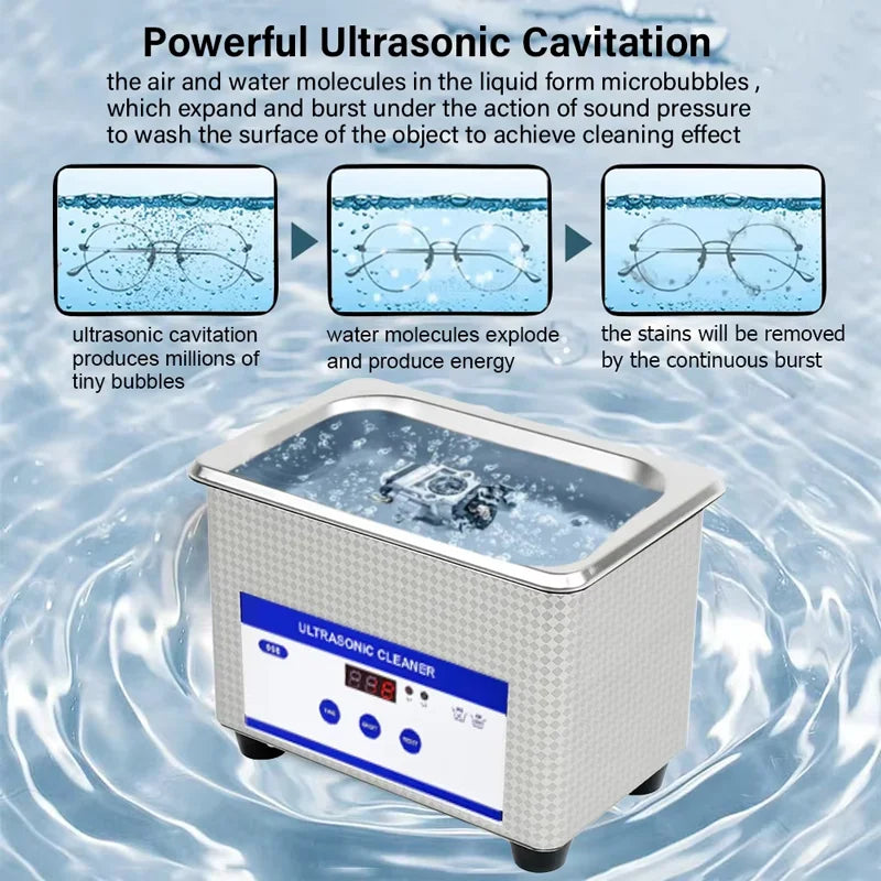 800ml Digital Ultrasonic Cleaner Sonicator Stainless Steel Bath Glasses Jewelry Ultrasound Wave Cleaning Machine Washer EU