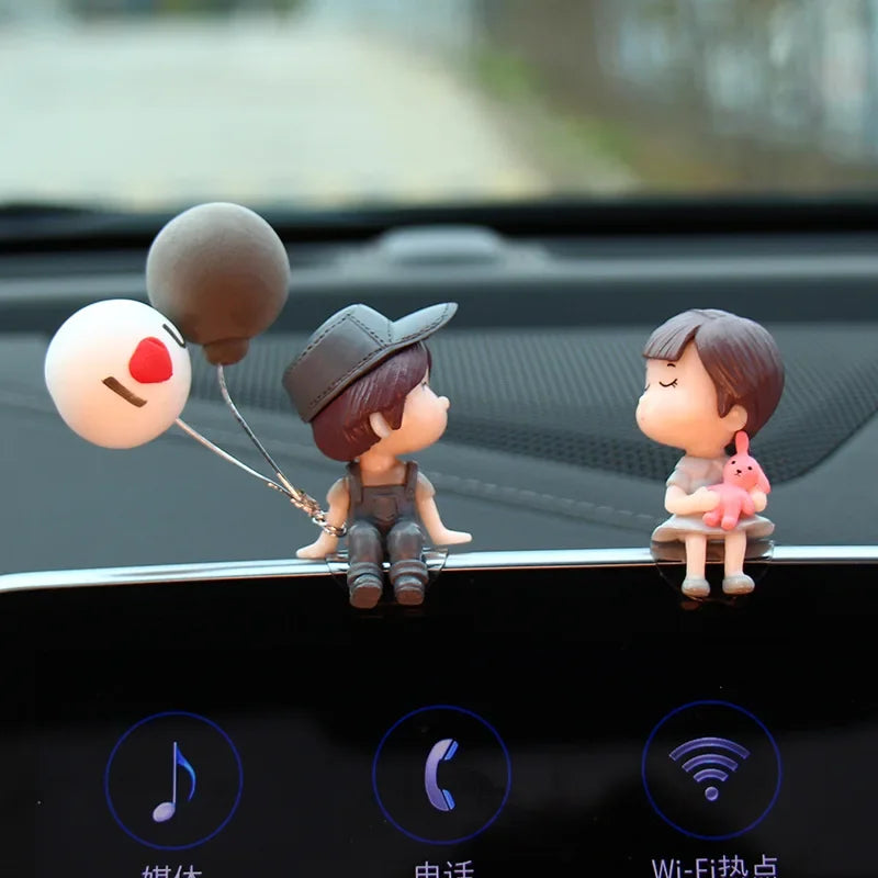 Car accessories, cartoon couple dolls, cute car display screen, balloon decoration, car accessories, men and women's gifts - MyLootWare