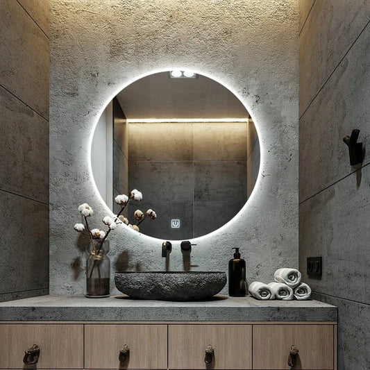 Modern Style Simple Circular Mirror LED Bathroom