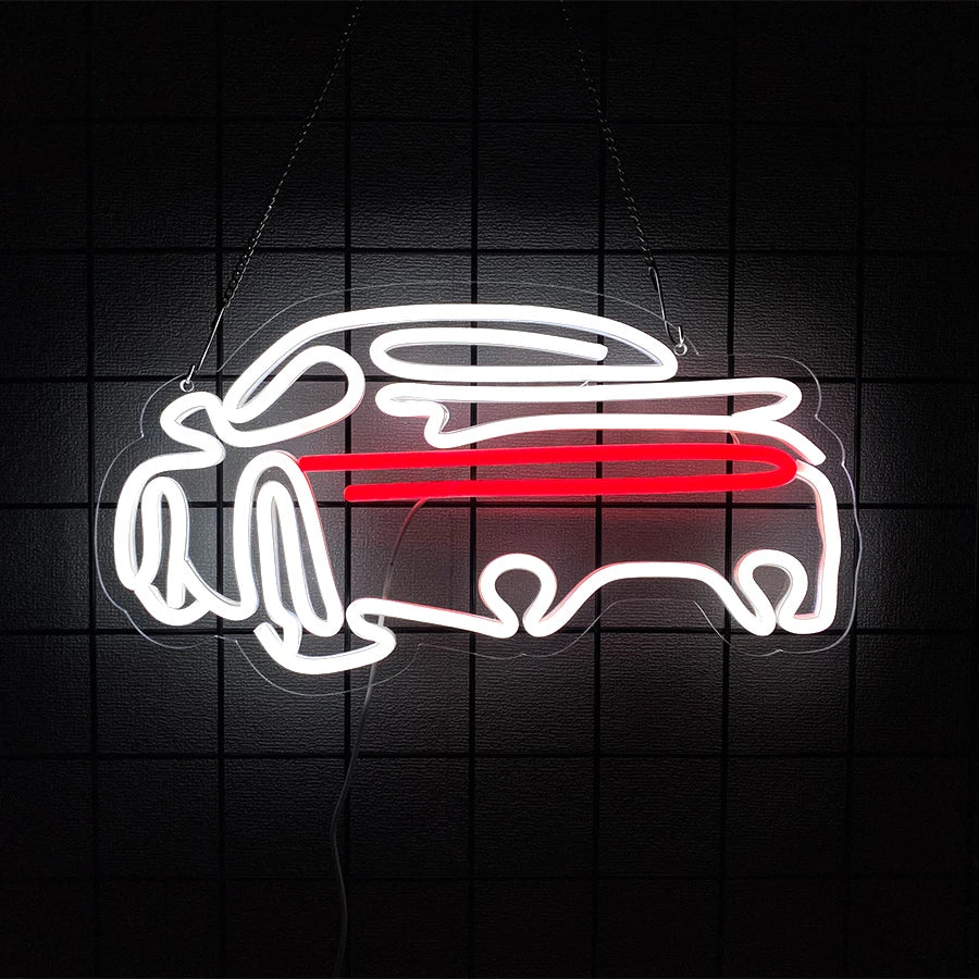 Car Neon Sign Automobile Race for Wall Decor LED KW Neon Lights Signs for Kids Bedroom Boys Room Playroom Garage Party Decor - MyLootWare