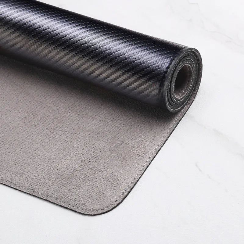 Carbon Fiber Texture Leather Mouse Pad Gaming Desk Mat Design Waterproof Large Mousepad for Keyboard and Computer Desk