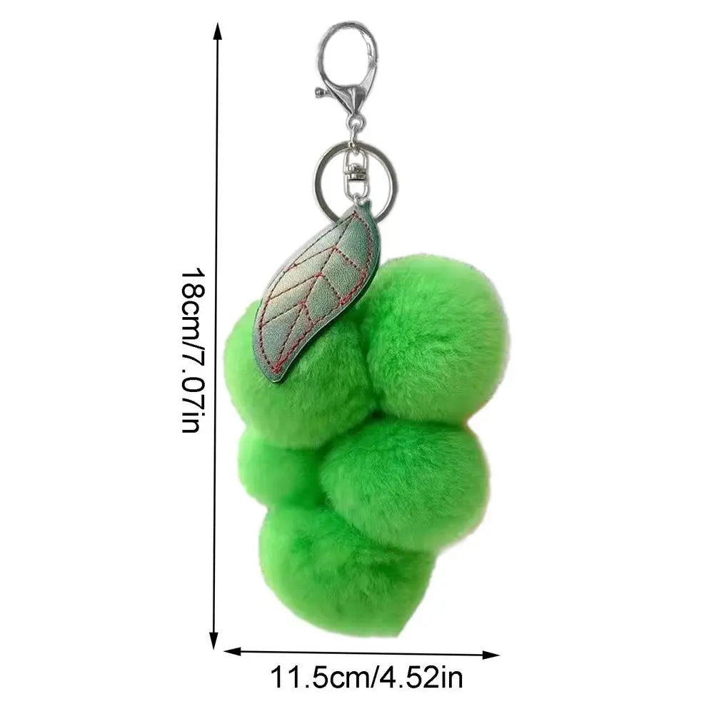 Cute Furry Grape Car Keychain Pendant High Quality Fluffty Plush Fruit Keychain Soft Purse Charm Keyring Bag Hanging ornaments