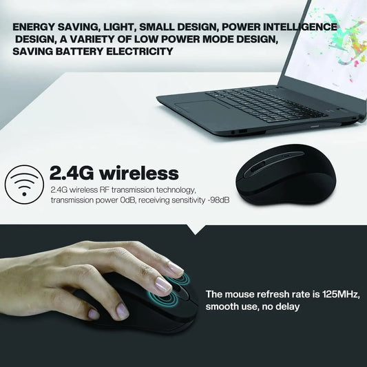 Silent Wireless Mouse for Laptop Small Compact