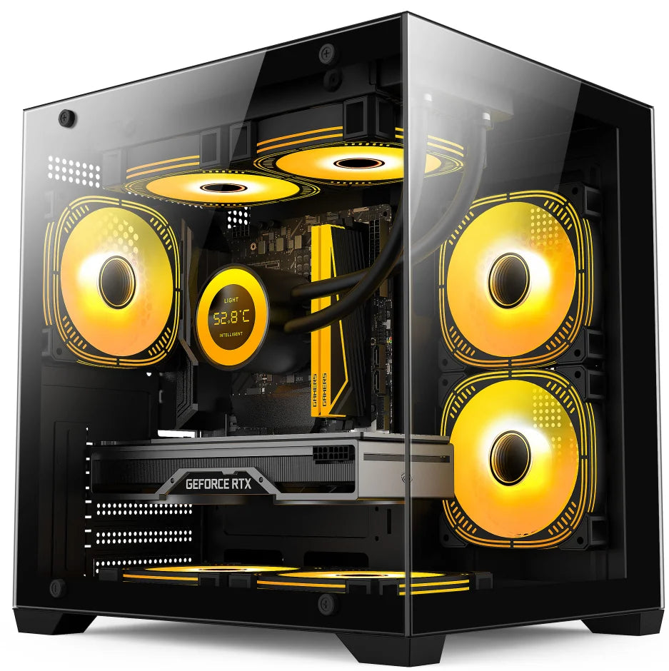 MANMU Gaming Computer Cases & Towers case pc Gaming White Micro ATX pc Gaming System Unit Case