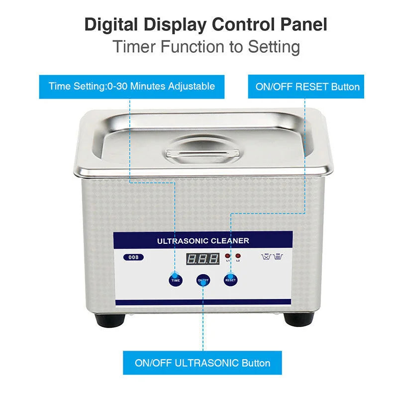 800ml Digital Ultrasonic Cleaner Sonicator Stainless Steel Bath Glasses Jewelry Ultrasound Wave Cleaning Machine Washer EU