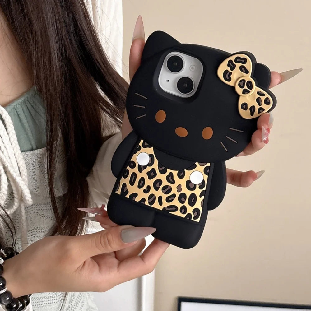 3D Hello Kitty Leopard Bow iPhone Silicone Case - MyLootWare