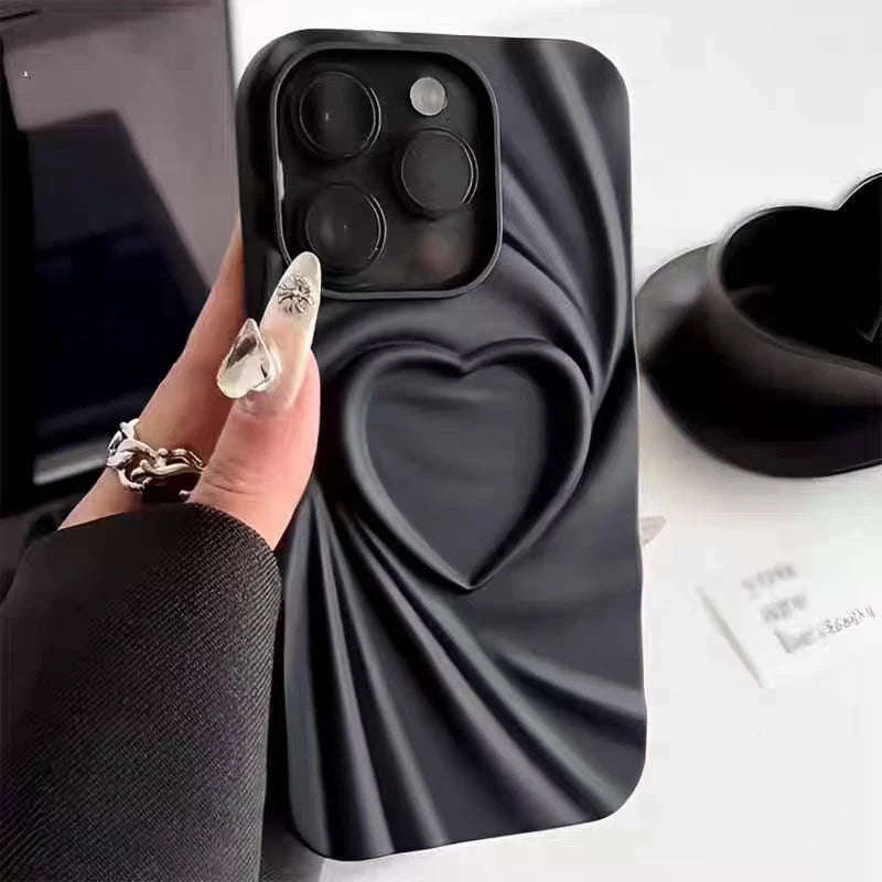 3D Love Heart Wrinkle iPhone Soft Silicone Case - MyLootWare