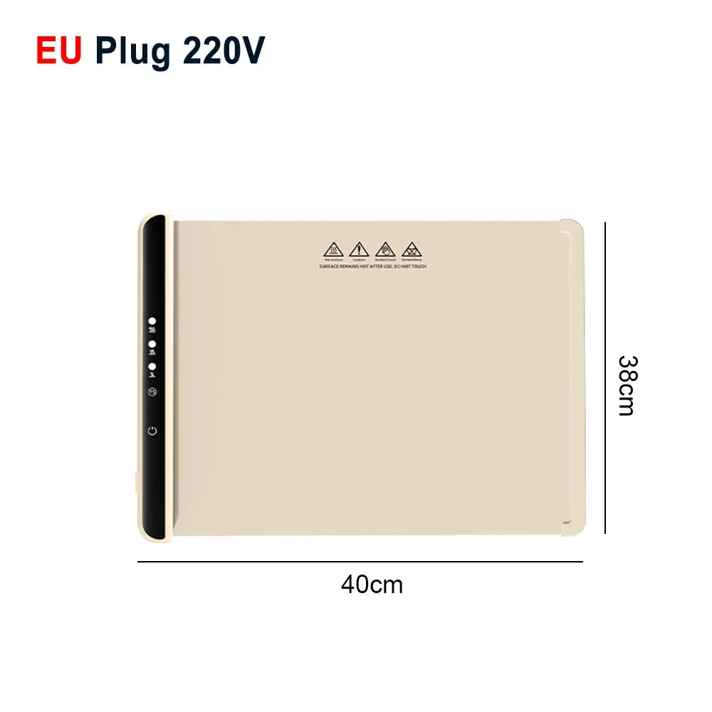 Electric Warming Tray Foldable Food Warmer Mat with 3 Tem Setting Fast Full Surface Heating Portable Electric Food Warming Tray