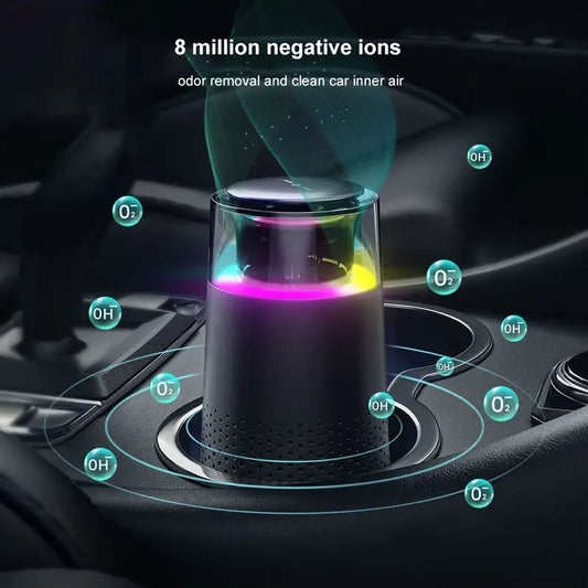 Air Purifier Devices for Car with Usb Colorful Night Light Touch Screen Multi-layer filter Odor Removal Negative Ions Generator - MyLootWare