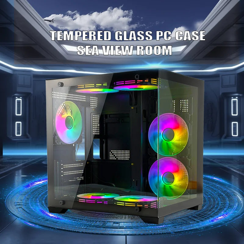 MANMU Gaming Computer Cases & Towers case pc Gaming White Micro ATX pc Gaming System Unit Case