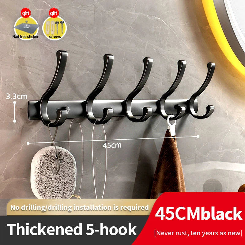 YUNJIEYA Black/White/Gun Grey Door hooks Clothes Hanger Storage Bedroom Clothes Hook Wall Hanging Kitchen Bathroom Accessories