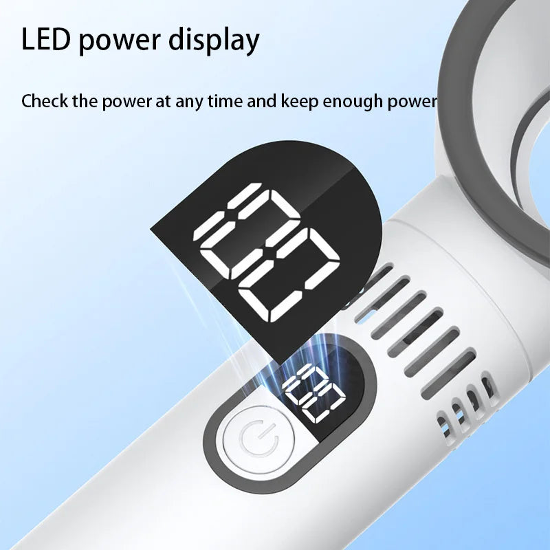 100 Level Bladeless Fan Intelligent Digital Display High-speed Bladeless Portable USB Charging High Wind Power Home 2025 New 