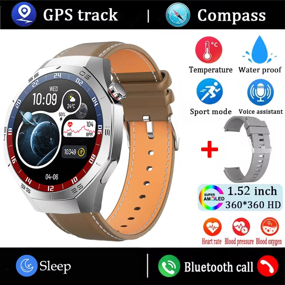 2025 New SmartWatch Men GT5 Pro AMOLED Screen GPS Sports Bluetooth call Heart rate Outdoor Waterproof Smartwatch For Huawei IOS - MyLootWare