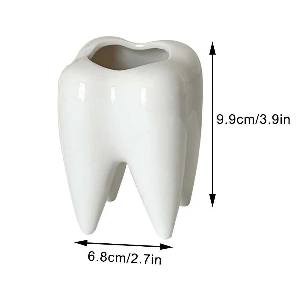 Funny Tooth Shape Ceramic Pen Holder Pencil Pot