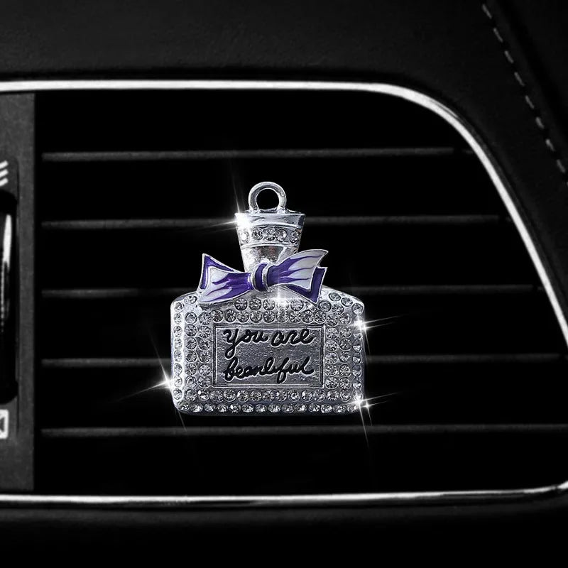 Car Air Freshener Auto Outlet Perfume Clip Bling Car Accessories Diamond Bowknot Scent Bottle Car Accessories Interior Woman