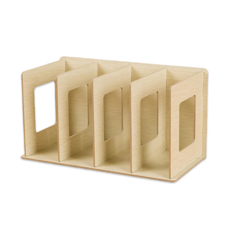 Desktop shelf student book stand simple desktop bookshelf DIY creative CD rack wooden DVD rack office organizers